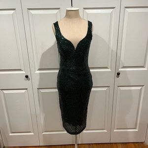 NWT Bisou Bisou Emerald Green Sequins Holiday Dress Sz 4